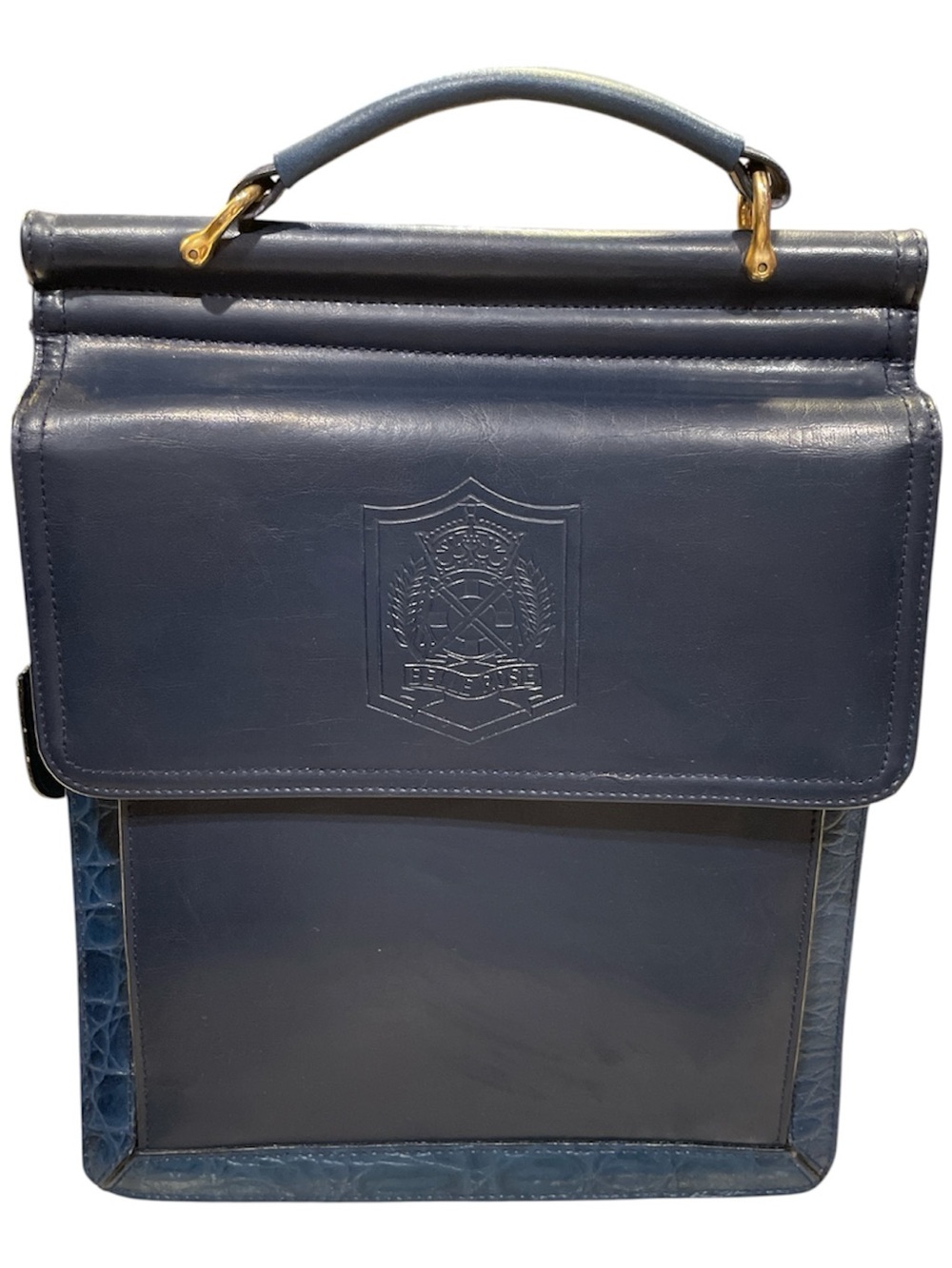 Bellerose Navy Blue Leather Top-Handle Handbag